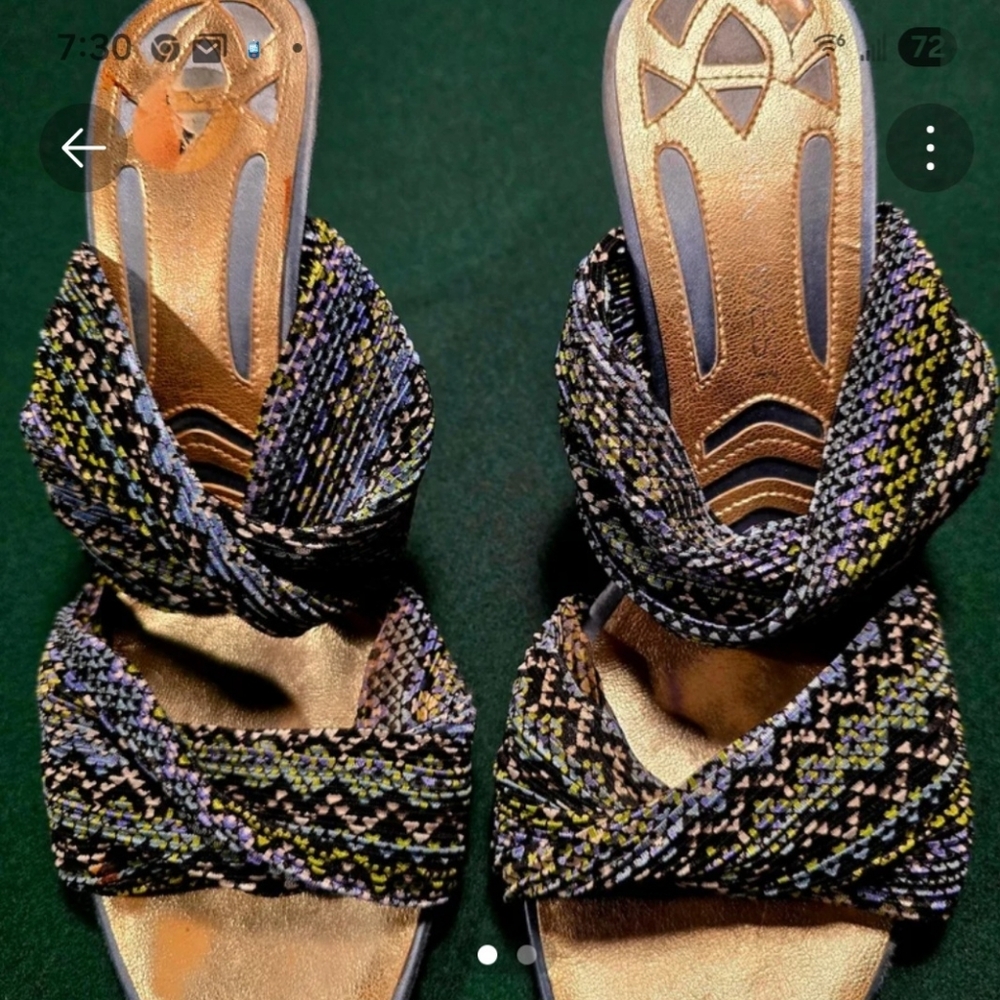 Elegant Multicolor Women's Sandals With Gold Heel